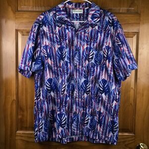 Caribbean Mens XL Short Sleeve Button Down Shirt Tropical Flag Patriotic